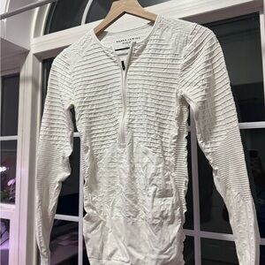 Athleta White Textured Blouse